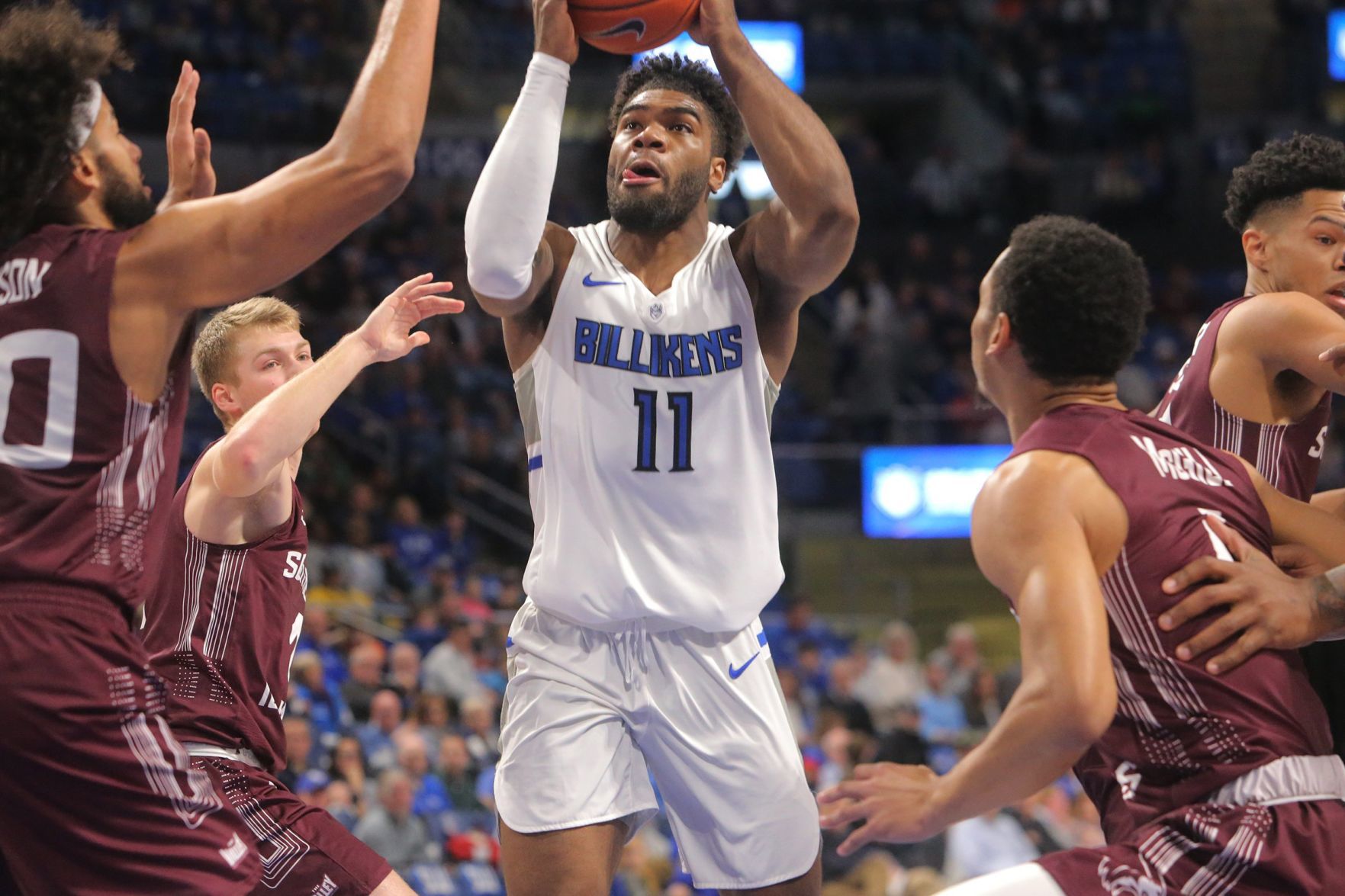 The Billikens and Salukis battle at Chaifetz Arena
